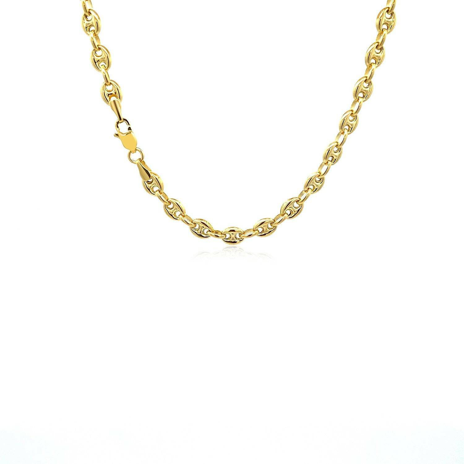 14k Yellow Gold Puffed Mariner Link Chain (4.70 mm) | - Forever in Harmony