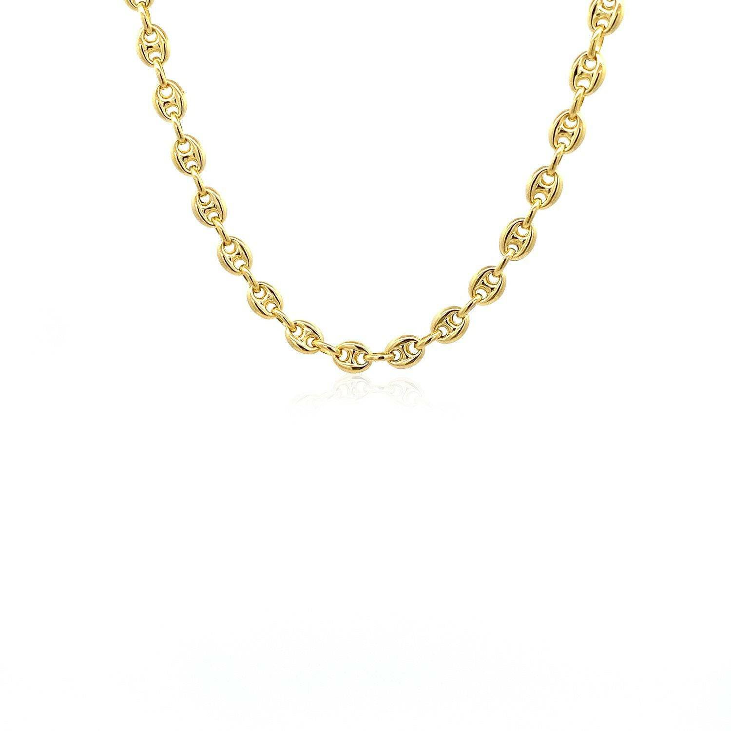 14k Yellow Gold Puffed Mariner Link Chain (4.70 mm) | - Forever in Harmony