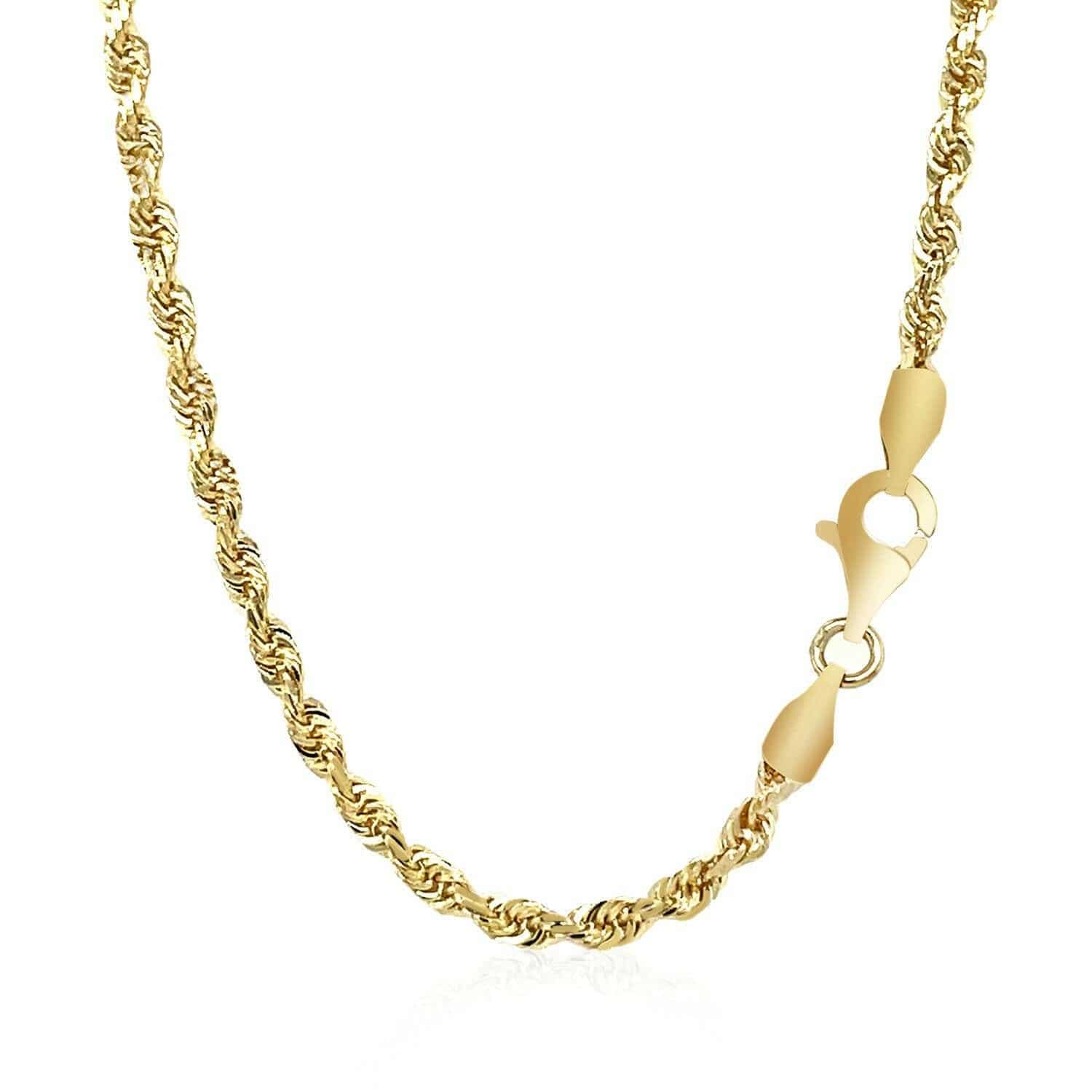 14k Yellow Gold Solid Diamond Cut Rope Chain (2.75 mm) | - Forever in Harmony