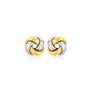 14k Two Tone Gold Square Love Knot Stud Earrings - Forever in Harmony