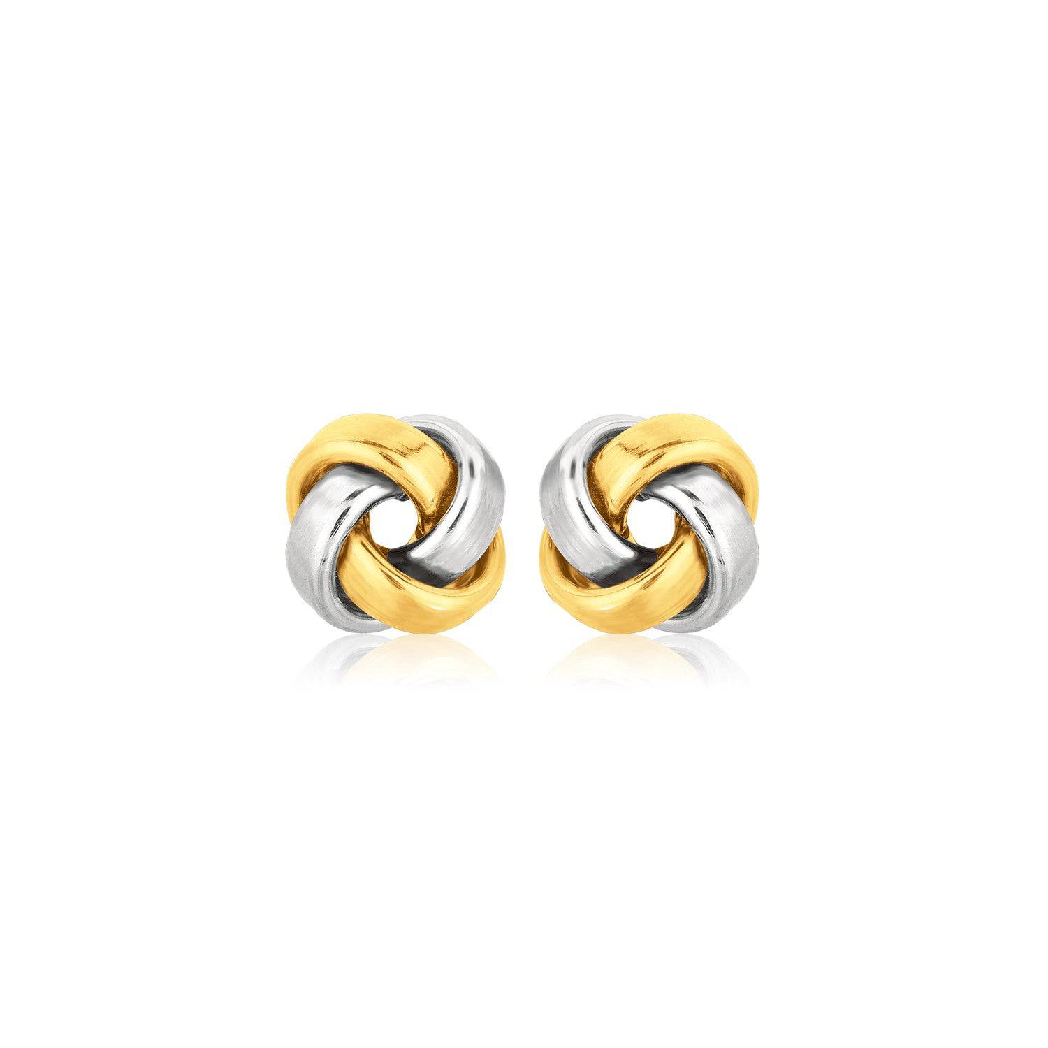 14k Two Tone Gold Square Love Knot Stud Earrings - Forever in Harmony