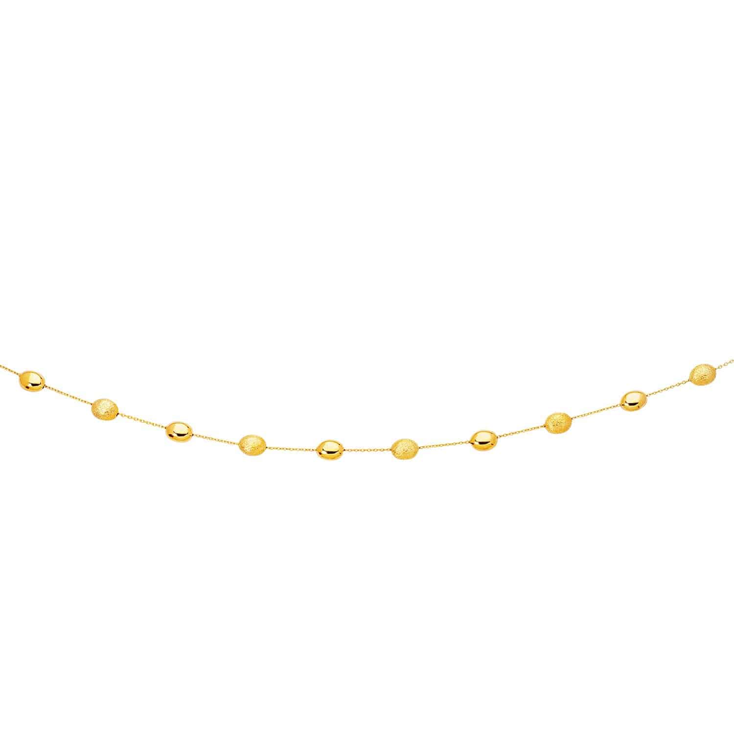 14k Yellow Gold Necklace with Polished and Textured Pebble Stations - Forever in Harmony