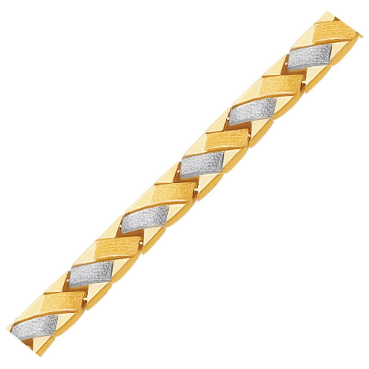 14k Two-Tone Gold Fancy Weave Bracelet with Contrasting Finish (6.35 mm) |