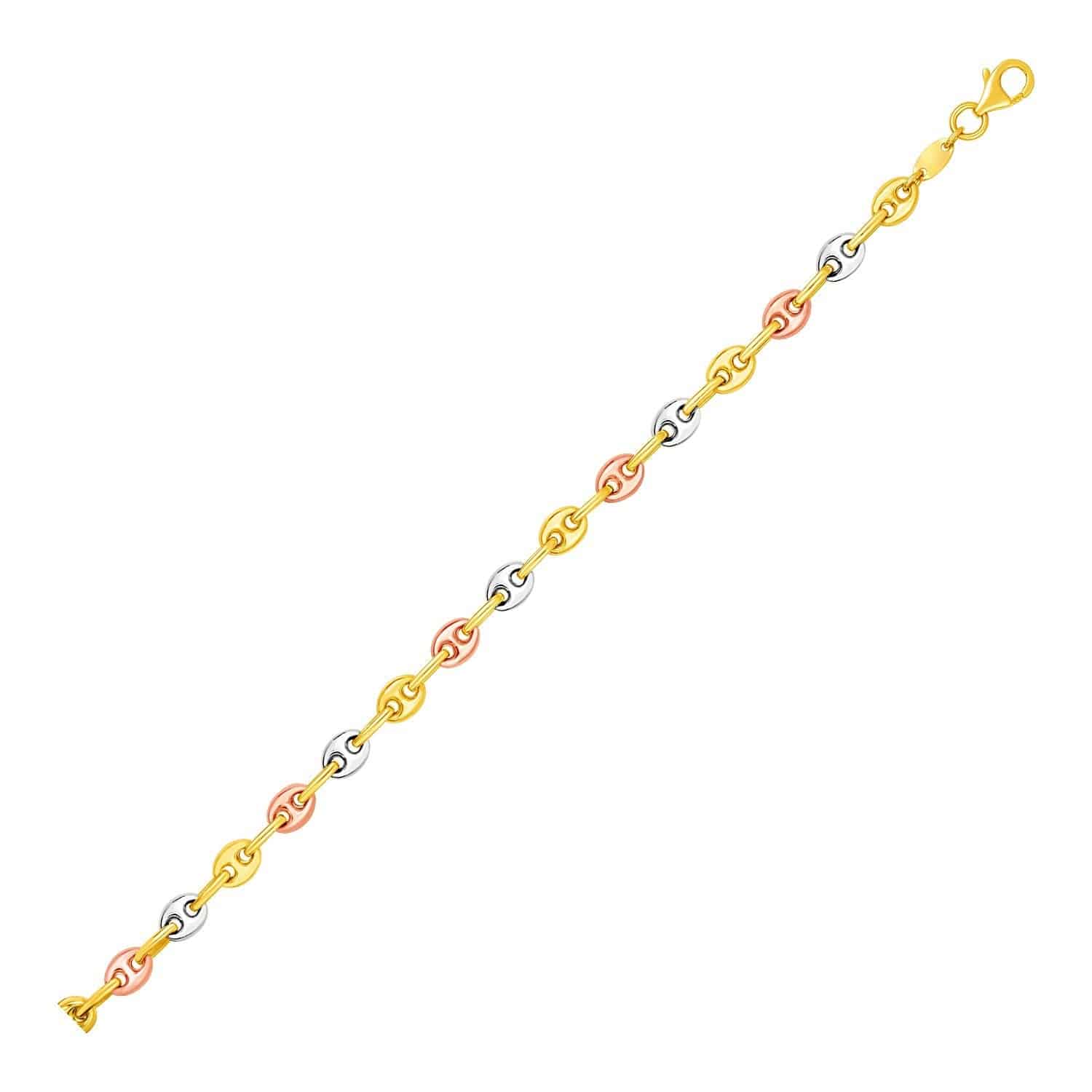 14k Tri Color Gold Mariner Link Anklet | 10