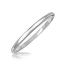 Sterling Silver Rhodium Plated Slim Dome Motif Bangle (6.50 mm) | - Forever in Harmony