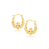 10k Yellow Gold Claddagh Hoop Earrings - Forever in Harmony