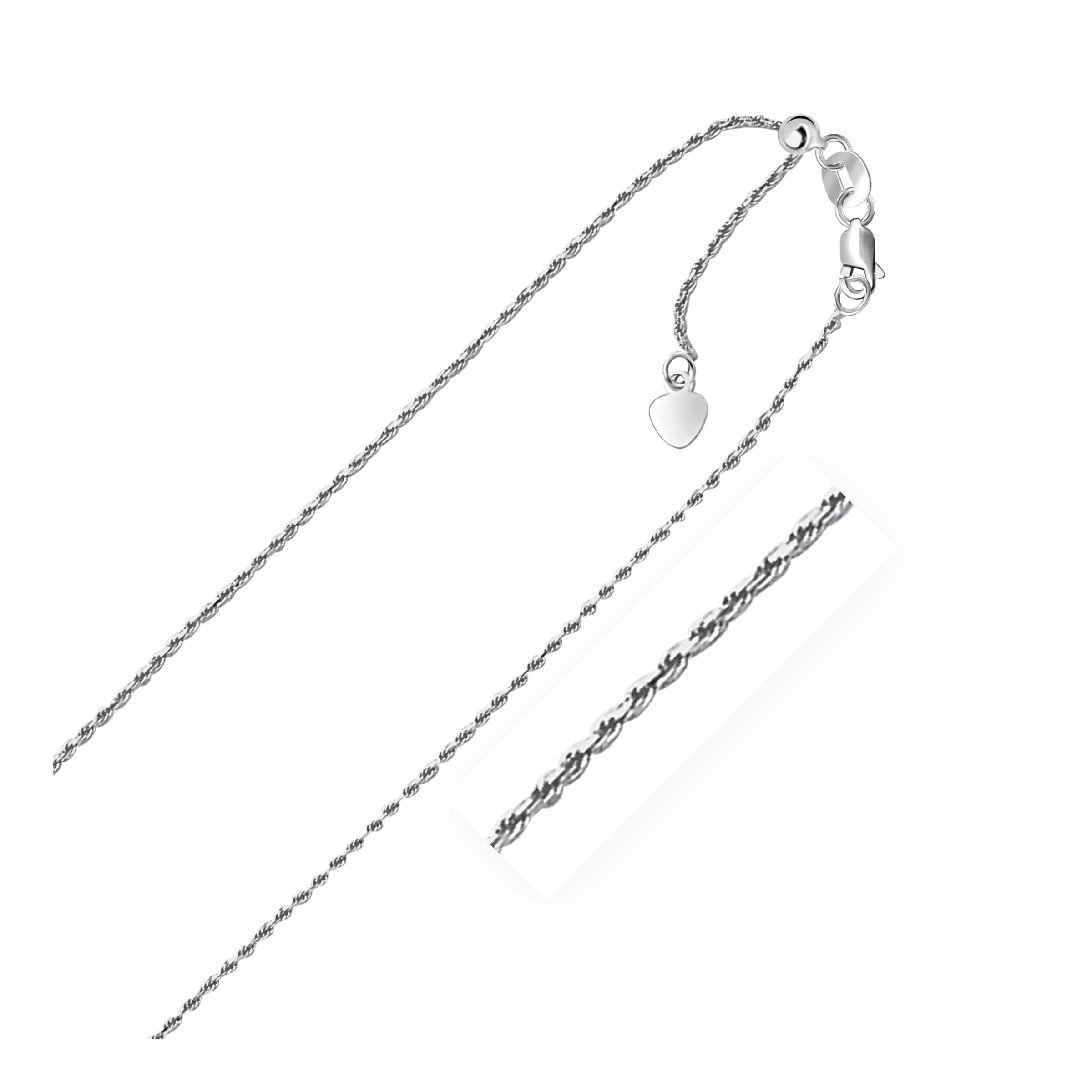 10k White Gold Adjustable Rope Chain (0.95 mm) - Forever in Harmony