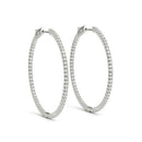 14k White Gold Slim Two Sided Diamond Hoop Earrings (1 1/2 cttw) - Forever in Harmony