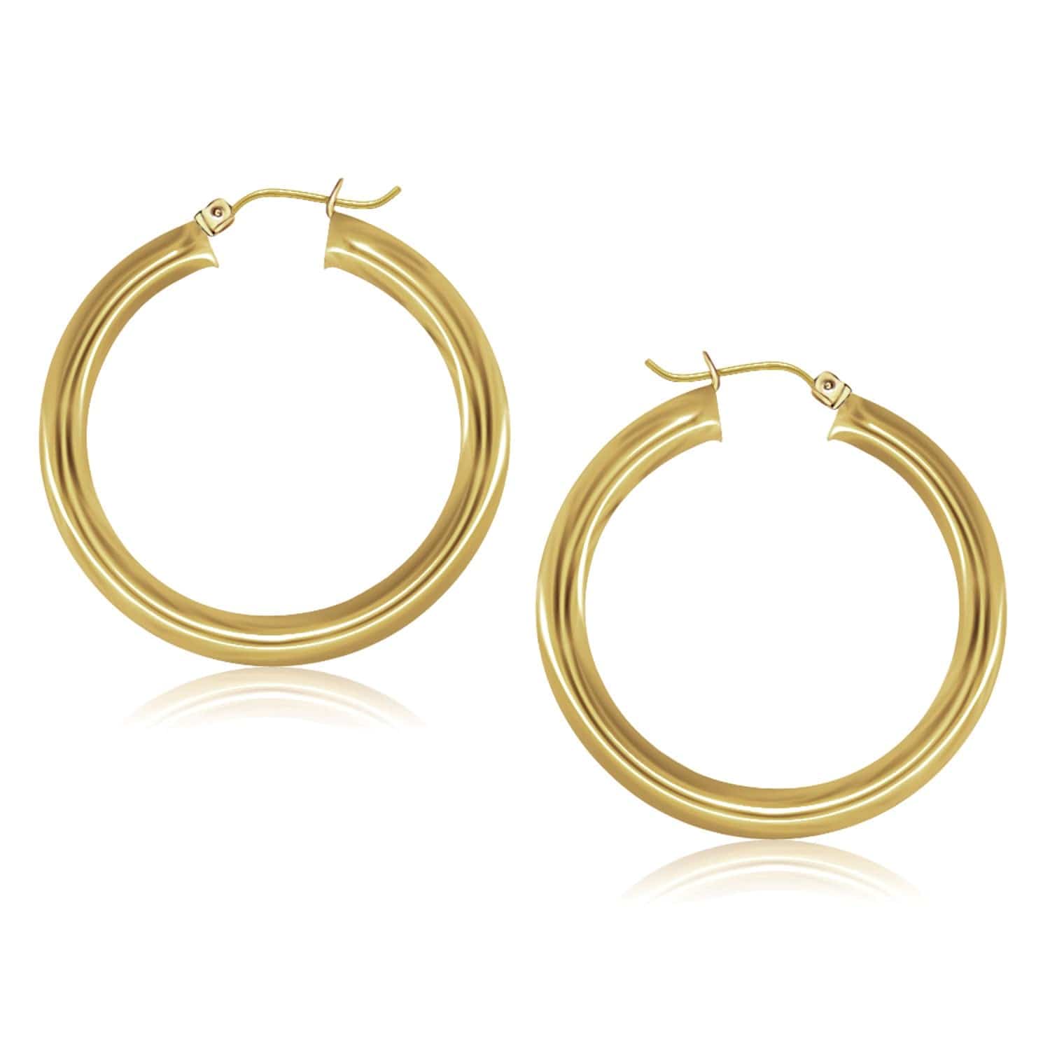 14k Yellow Gold Polished Hoop Earrings (5x40mm) - Forever in Harmony