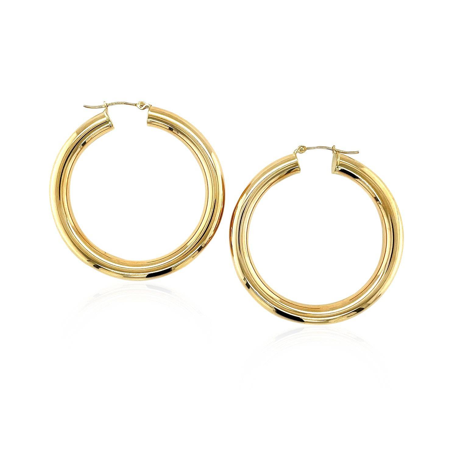 14k Yellow Gold Polished Hoop Earrings (5x40mm) - Forever in Harmony