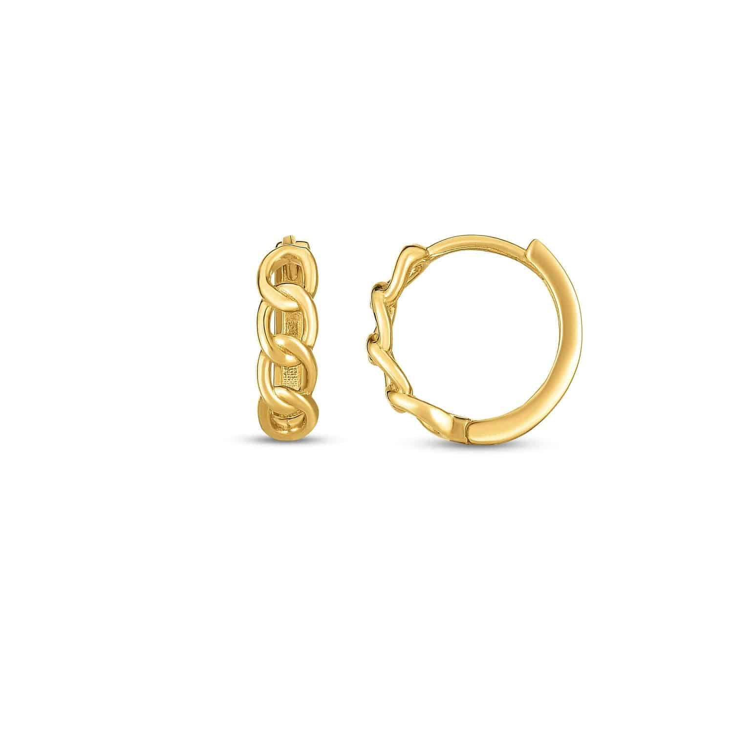 14k Yellow Gold Curb Huggie Hoop - Forever in Harmony