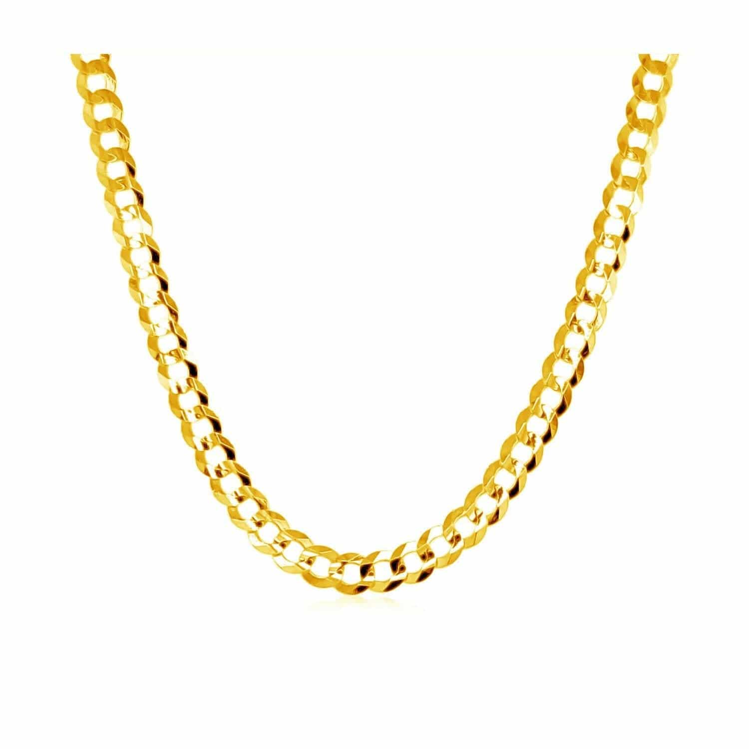 14k Yellow Gold Solid Curb Chain (3.60 mm) | - Forever in Harmony