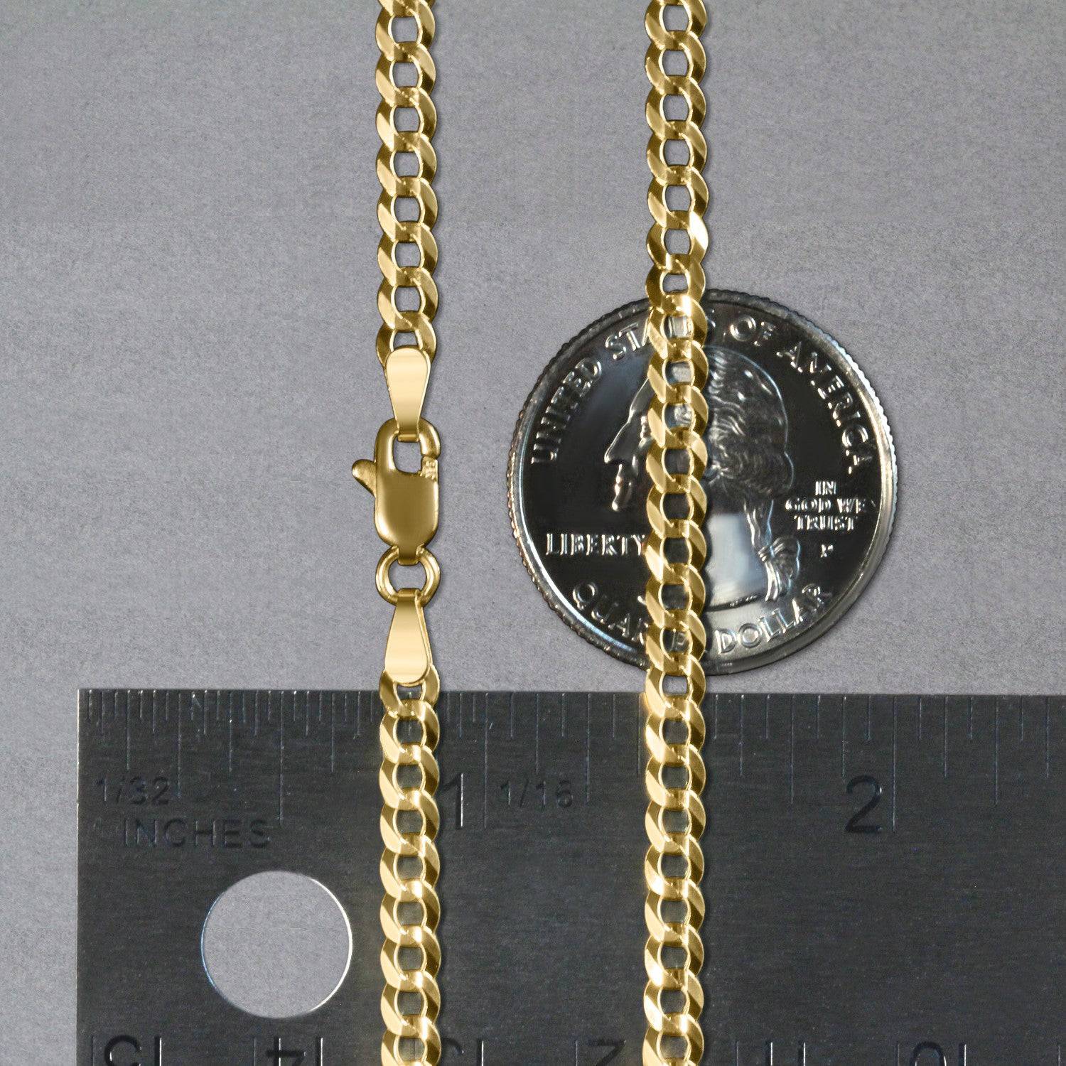 14k Yellow Gold Solid Curb Chain (3.60 mm) | 18'' - Forever in Harmony