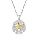 Designer Sterling Silver and 14k Yellow Gold Sand Dollar Pendant - Forever in Harmony