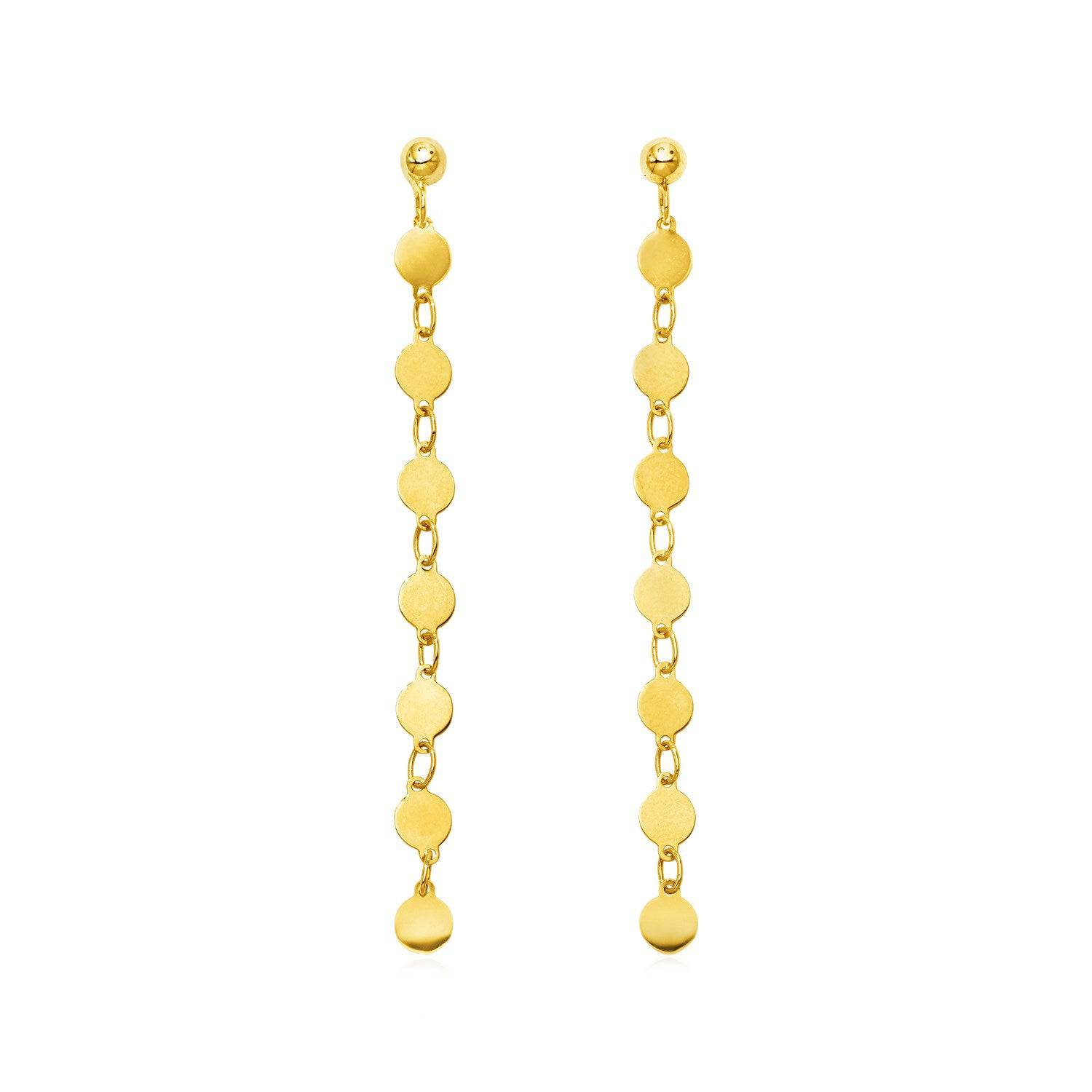 14k Yellow Gold Post Dangle Earrings with Polished Circles - Forever in Harmony