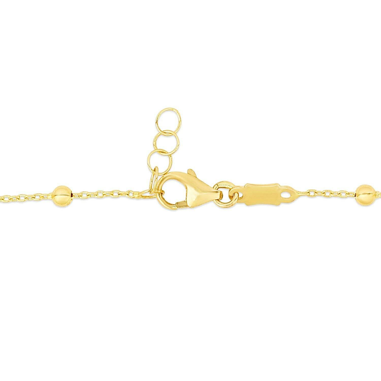 14k Yellow Gold Childrens Bracelet with Beads and Enameled Heart | - Forever in Harmony