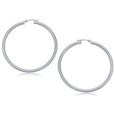 14k White Gold Polished Hoop Earrings (3x50mm) - Forever in Harmony