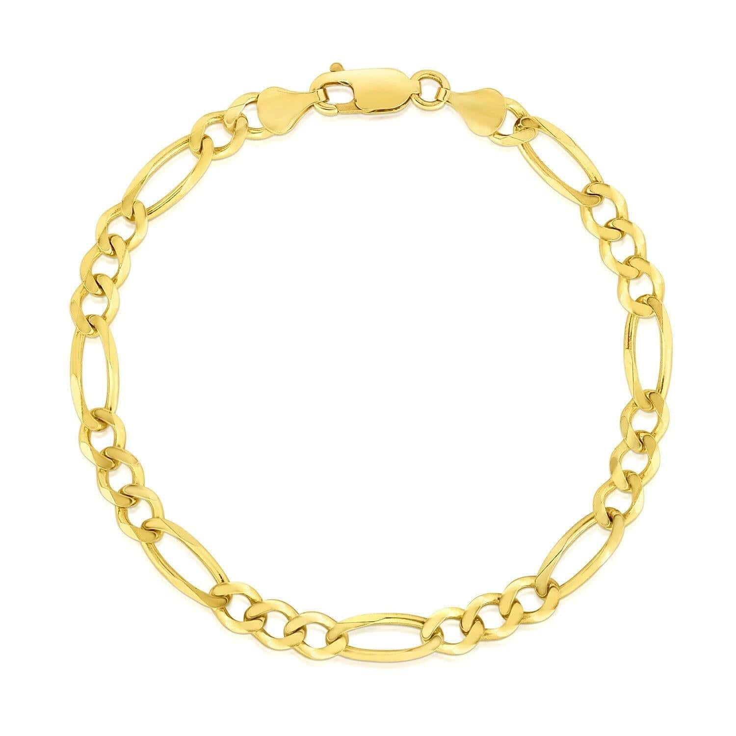 10k Yellow Gold Solid Figaro Bracelet (4.50 mm) | - Forever in Harmony