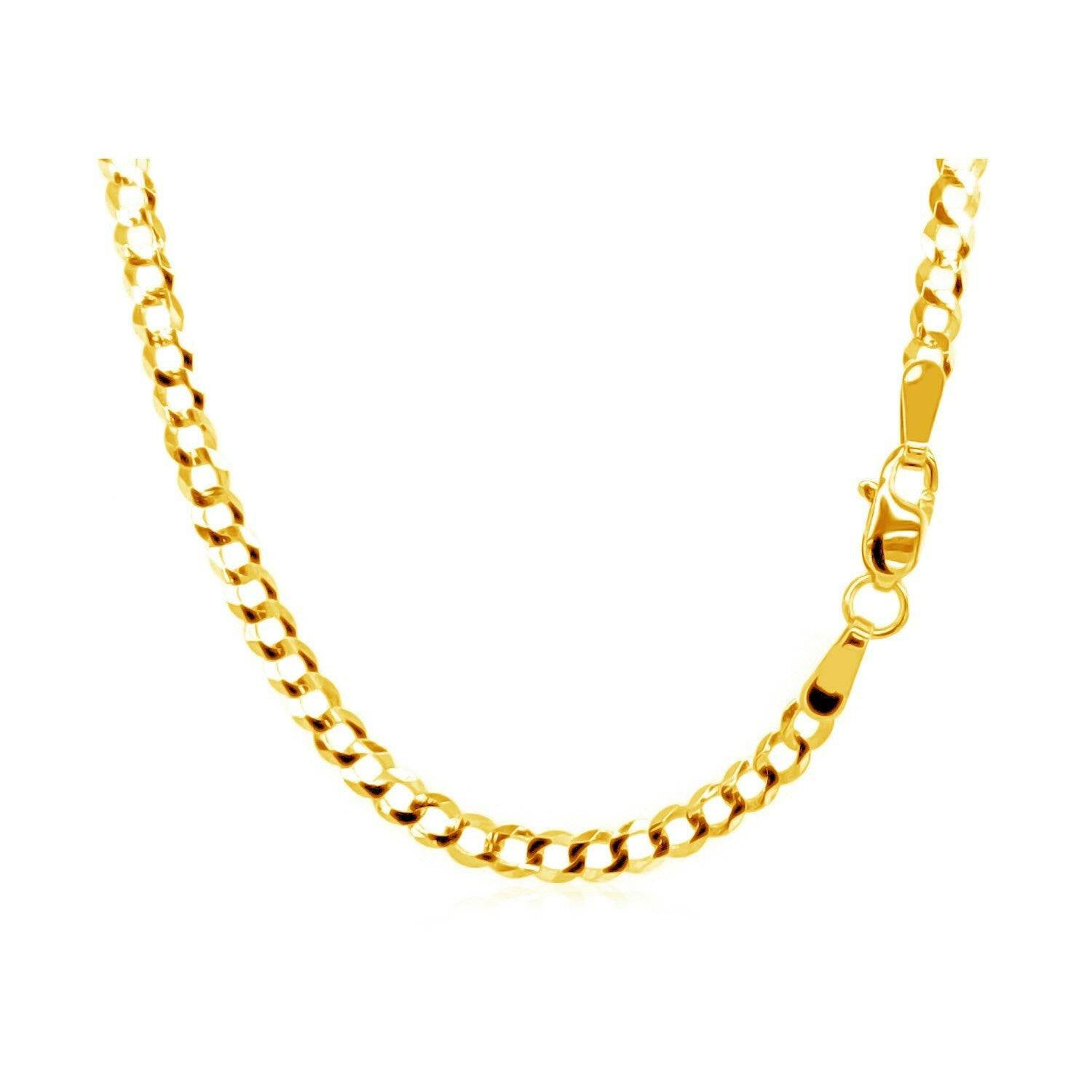 14k Yellow Gold Solid Curb Chain (2.60 mm) | - Forever in Harmony