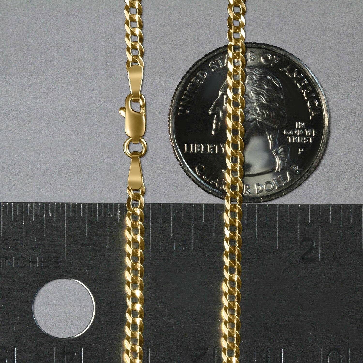 14k Yellow Gold Solid Curb Chain (2.60 mm) | - Forever in Harmony