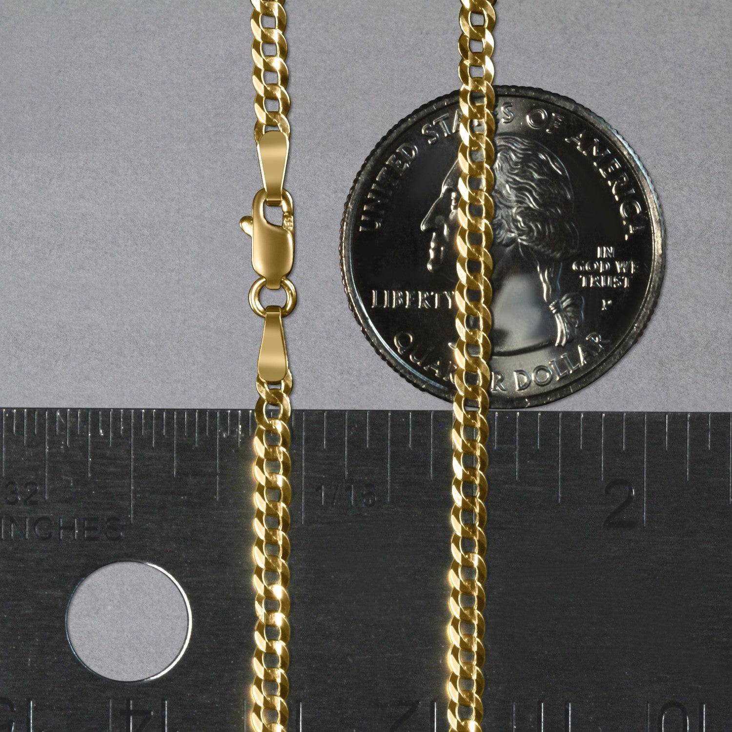 14k Yellow Gold Solid Curb Chain (2.60 mm) | 16'' - Forever in Harmony