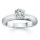 14k White Gold Classic Wide Band Cathedral Solitaire Engagement Ring - Forever in Harmony