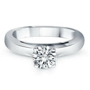 14k White Gold Classic Wide Band Cathedral Solitaire Engagement Ring - Forever in Harmony