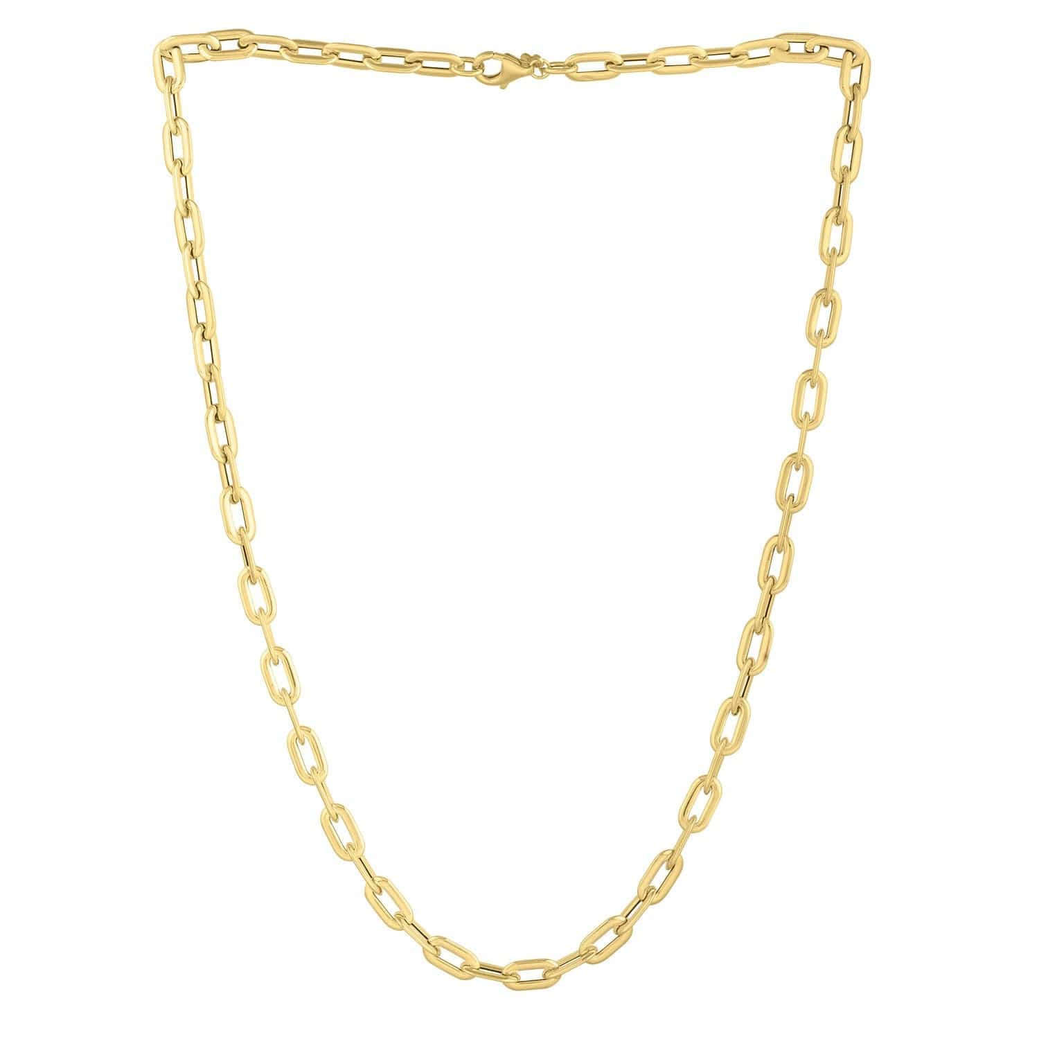 14k Yellow Gold Oval Domed Paperclip Chain Necklace (5.30 mm) - Forever in Harmony