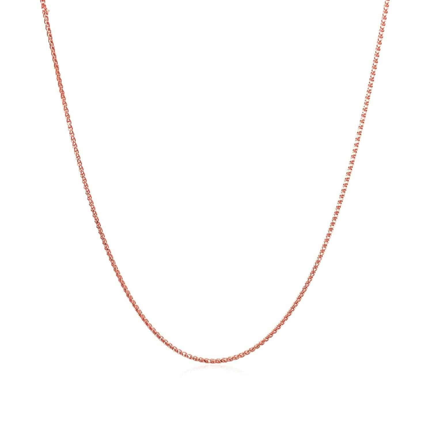 14k Rose Gold Diamond Cut Round Wheat Chain (0.70 mm) | - Forever in Harmony