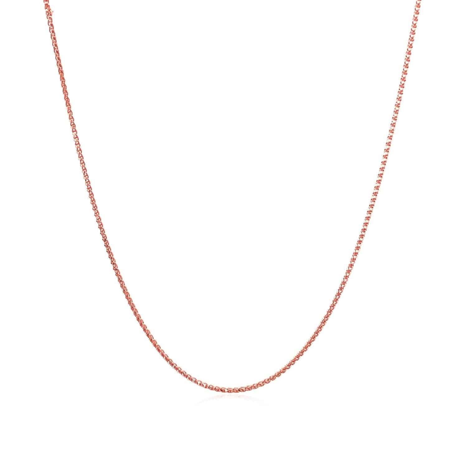 14k Rose Gold Diamond Cut Round Wheat Chain (0.70 mm) | 18'' - Forever in Harmony