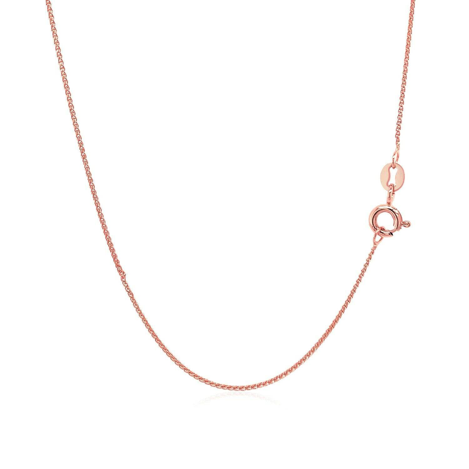 14k Rose Gold Diamond Cut Round Wheat Chain (0.70 mm) | - Forever in Harmony