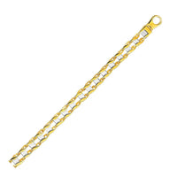 14k Two-Tone Gold Mens Bracelet with S Style Bar Links (7.85 mm) | - Forever in Harmony