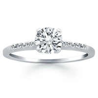 14k White Gold Engagement Ring with Diamond Band Design - Forever in Harmony