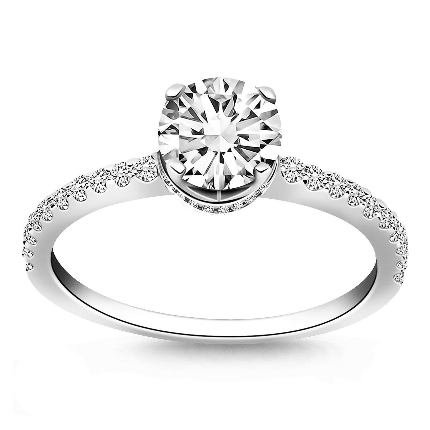 14k White Gold Diamond Collar Engagement Ring