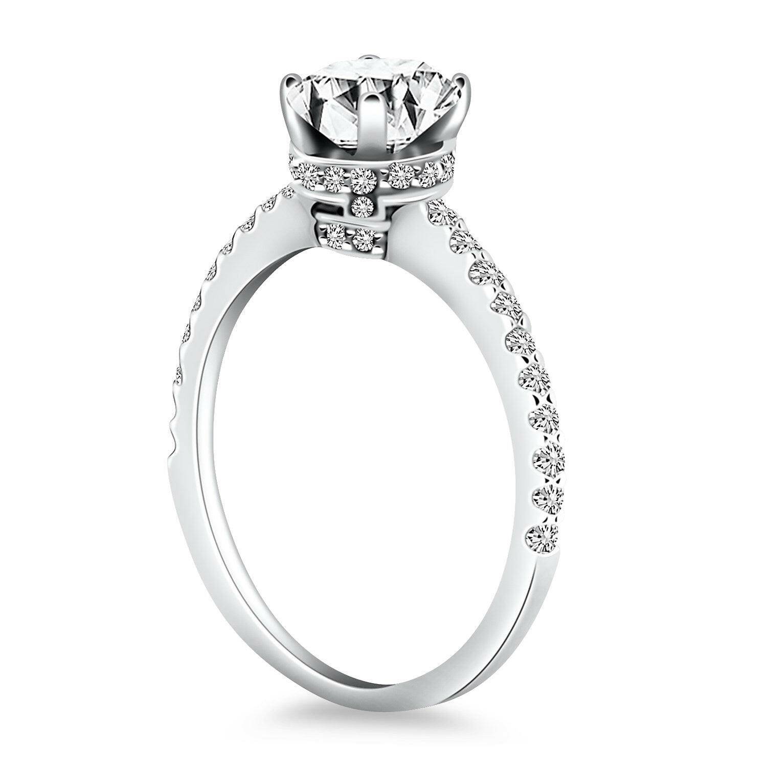 14k White Gold Diamond Collar Engagement Ring - Forever in Harmony