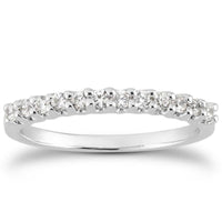 14k White Gold Fancy U Setting Shared Prong Diamond Wedding Ring Band - Forever in Harmony