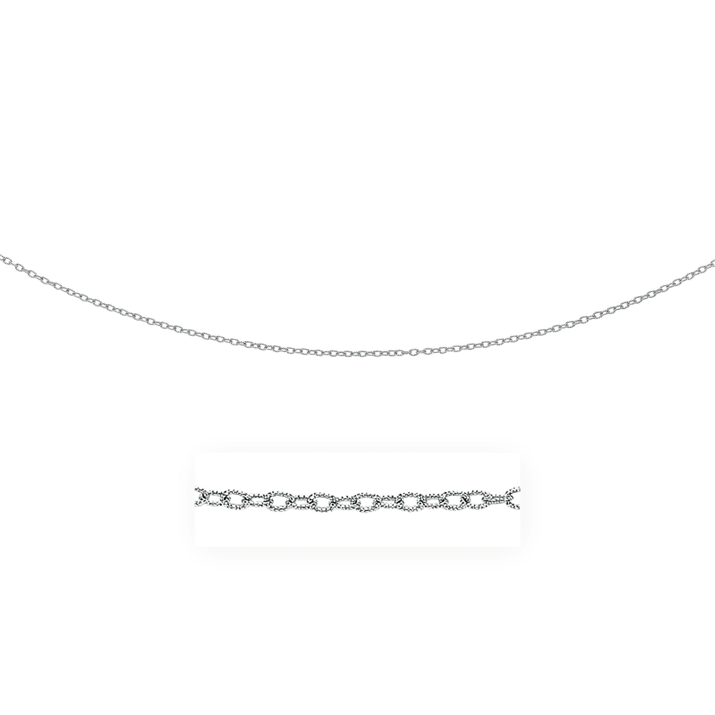 14k White Gold Pendant Chain with Textured Links (2.30 mm)