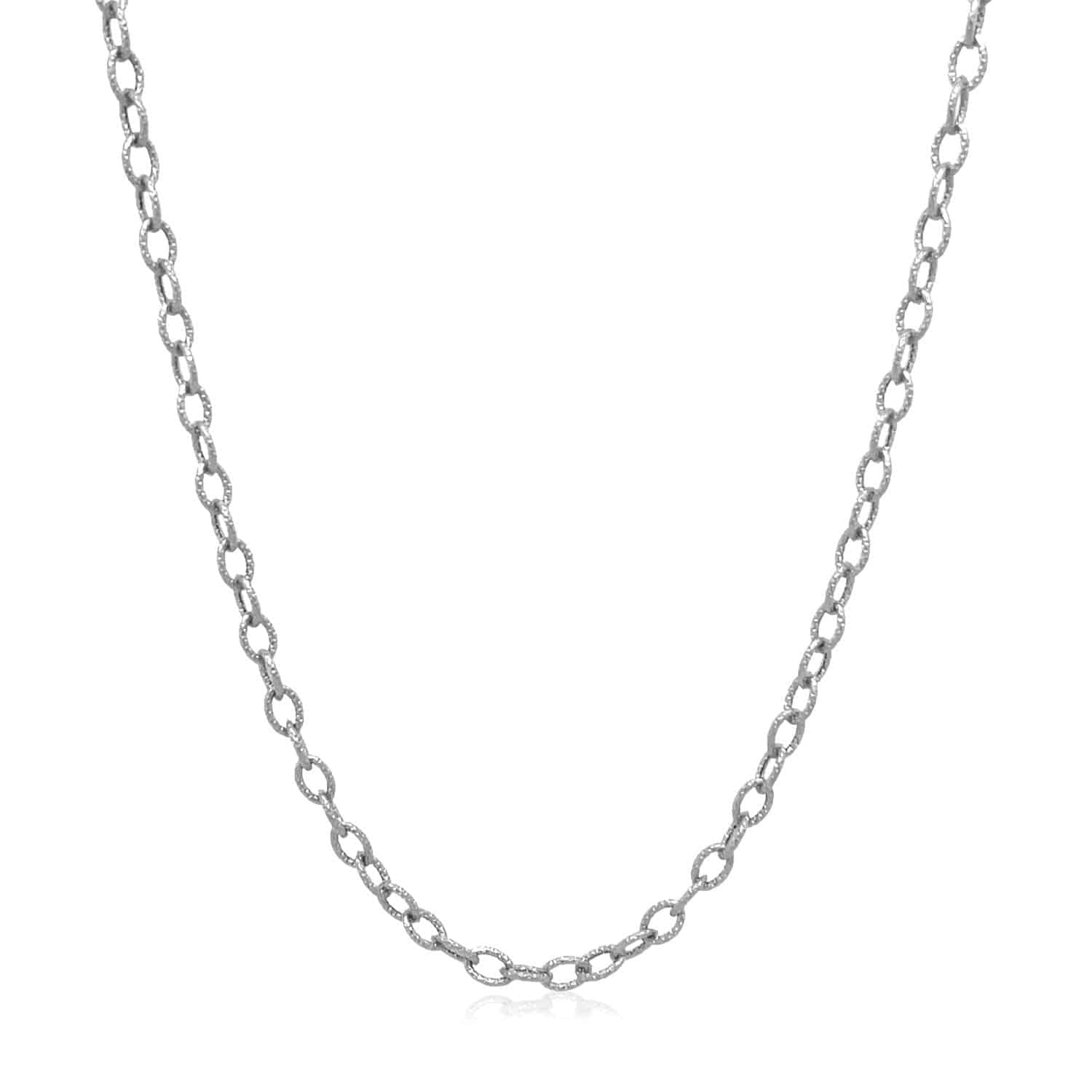 14k White Gold Pendant Chain with Textured Links (2.30 mm) - Forever in Harmony