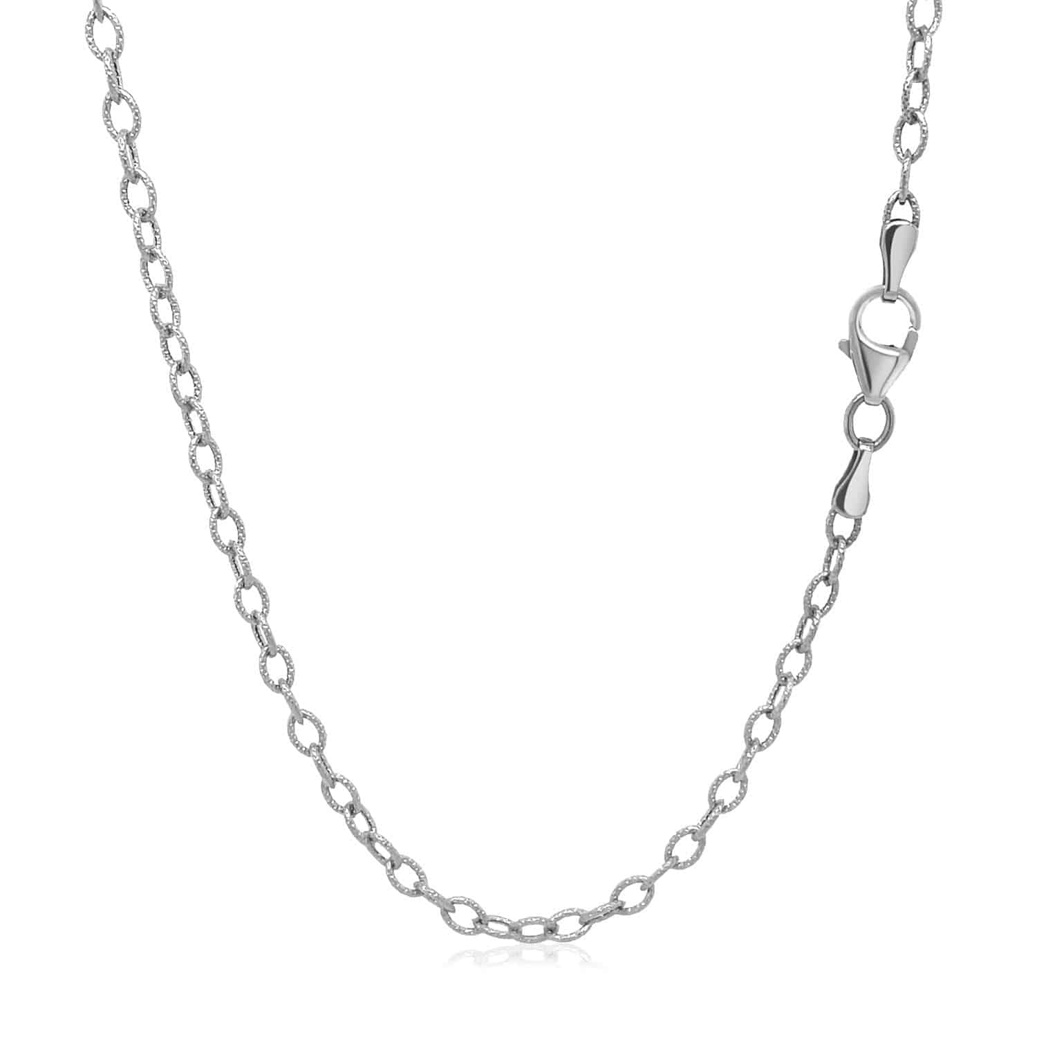 14k White Gold Pendant Chain with Textured Links (2.30 mm) - Forever in Harmony