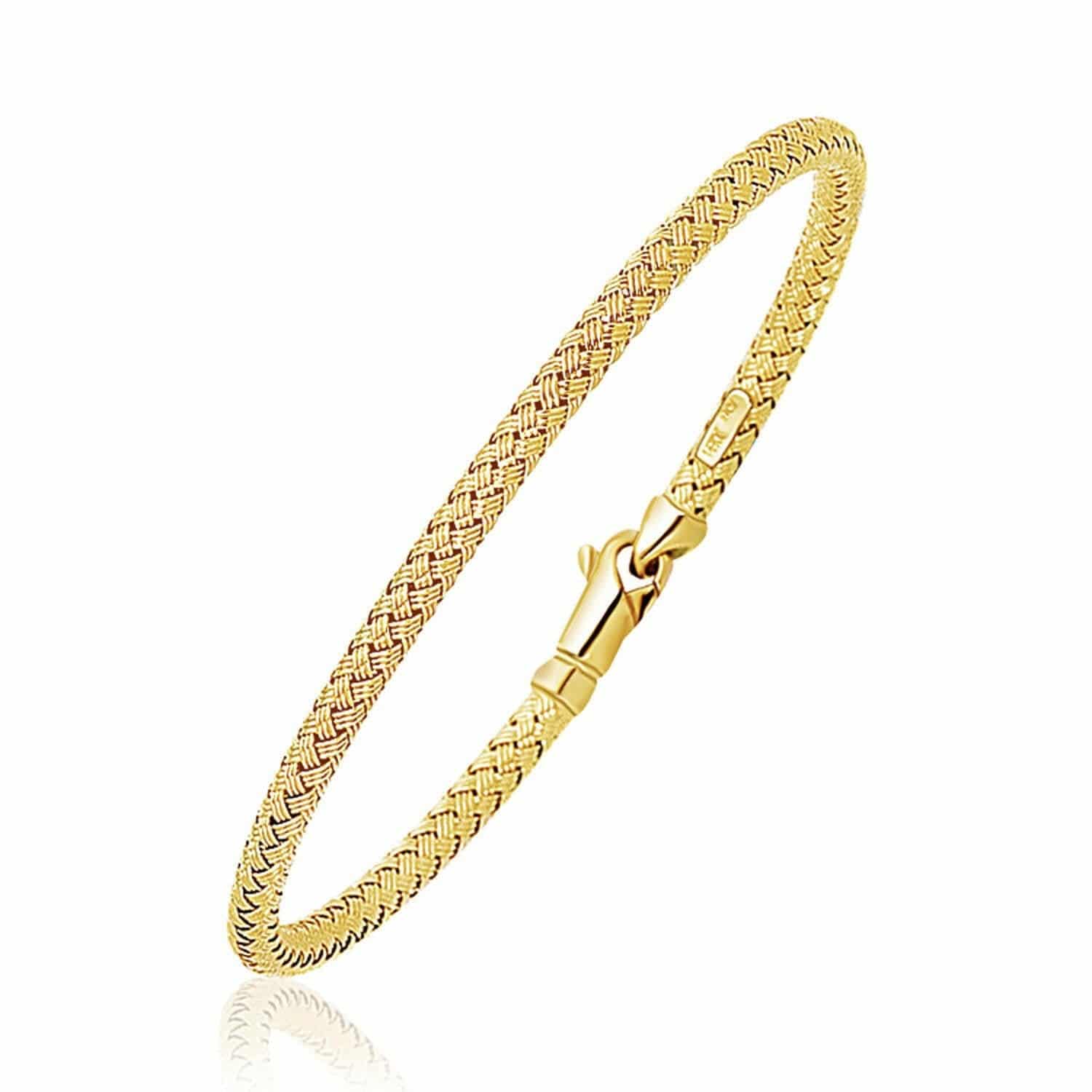 Fancy Weave Bangle in 14k Yellow Gold (3.00 mm) |