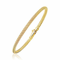 Fancy Weave Bangle in 14k Yellow Gold (3.00 mm) | 7.25'' - Forever in Harmony