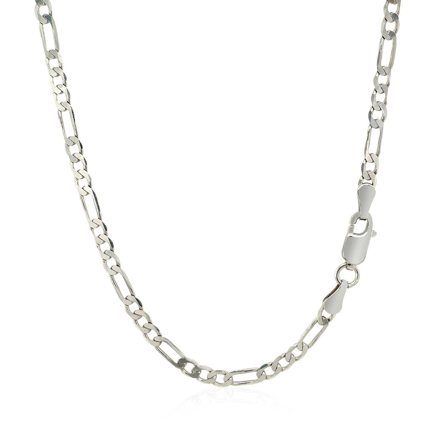 14k White Gold Solid Figaro Chain (3.00 mm) - Forever in Harmony