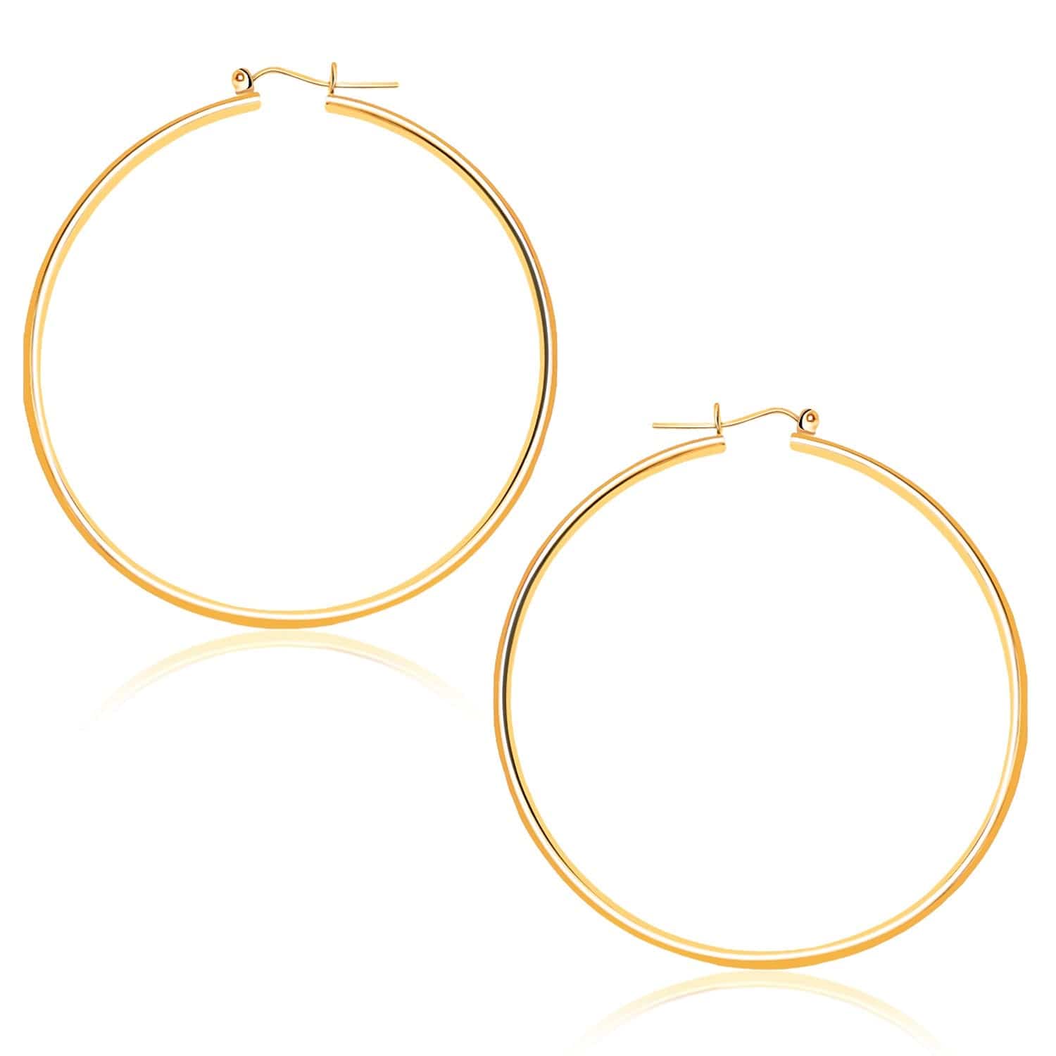 14k Yellow Gold Polished Hoop Earrings (1.5x45mm) - Forever in Harmony