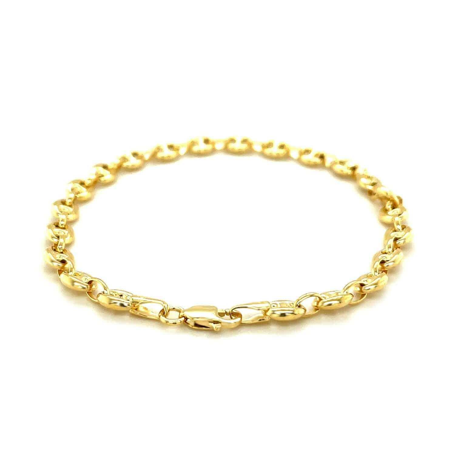 14k Yellow Gold Puffed Mariner Link Bracelet (4.70 mm) | - Forever in Harmony