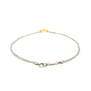 14k Yellow Gold and Sterling Silver Anklet with a Single Open Heart Station - Forever in Harmony