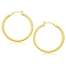 14k Yellow Gold Polished Hoop Earrings (3x40mm) - Forever in Harmony