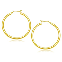 14k Yellow Gold Polished Hoop Earrings (3x40mm) - Forever in Harmony