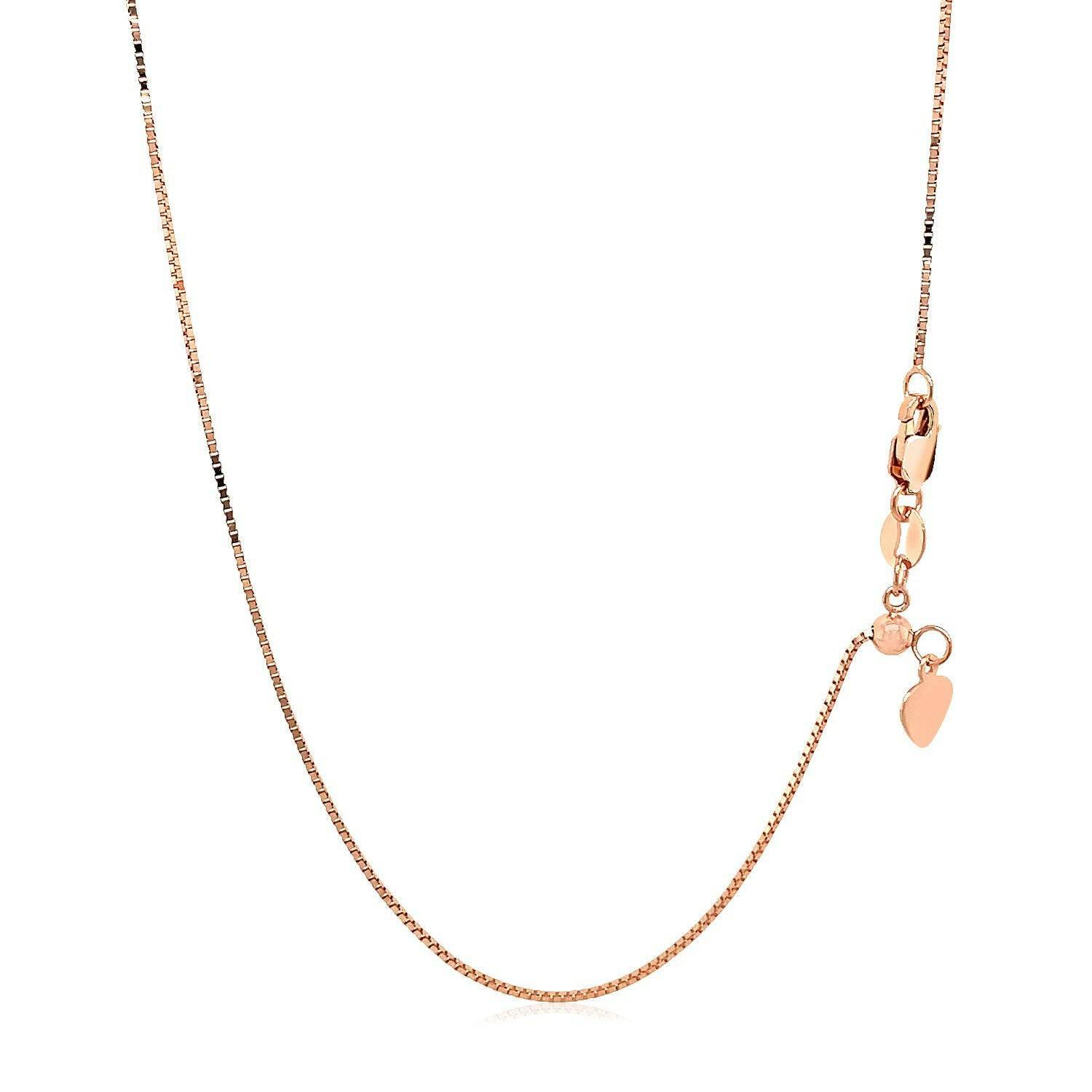 14k Rose Gold Adjustable Box Chain (0.70 mm) | - Forever in Harmony