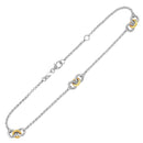 14k Yellow Gold and Sterling Silver Triple Ring Stationed Anklet - Forever in Harmony