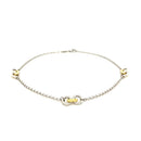 14k Yellow Gold and Sterling Silver Triple Ring Stationed Anklet - Forever in Harmony